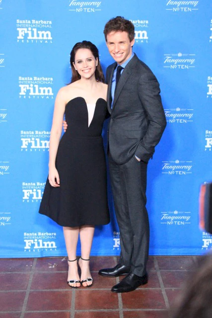 Felicity Jones and Eddie Redmayne on the red carpet at SBIFF
